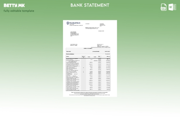 модерен стил на САД Стандарден шаблон за збор страници за извод од банка